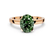 Solitaire Engagement Ring Setting for Fancy Green Oval Center with Plain Band and Flat Tab Prong Head in Rose Gold