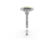 Halo Engagement Ring Setting for Fancy Yellow Asscher Cut Center with Milgrain Frame, Pave Band and Prong Head in Platinum