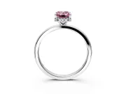 Hidden Halo Engagement Ring Setting for Fancy Pink Emerald Cut Center with Plain Band and Tall Prong Head in Platinum