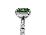 Solitaire Engagement Ring Setting for Fancy Green Radiant Cut Center with Band of Accents and Prong Head in White Gold
