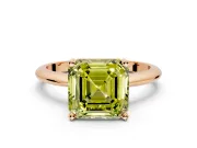 Solitaire Engagement Ring Setting for Fancy Yellow Asscher Cut Center with Knife Ridge Band and Claw Prong Head in Rose Gold