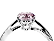 Solitaire Engagement Ring Setting for Fancy Pink Oval Center with Plain Bypass Twist Band and Prong Head in Platinum