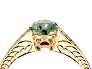 Split Shank Engagement Ring Setting for Fancy Green Pear-Shaped Center with Pave Split Shank and Prong Head in Yellow Gold