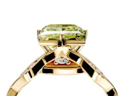 Solitaire Engagement Ring Setting for Fancy Yellow Princess Cut Center with Accented Twist Band and Leaf Prong Head in Yellow Gold