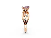 Solitaire Engagement Ring Setting for Fancy Pink Heart-Shaped Center with Criss-Cross Accent Band and Prong Head in Rose Gold