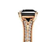 Solitaire Engagement Ring Setting for Fancy Black Princess Cut Center with Pave Rail Split Shank and Prong Head in Rose Gold