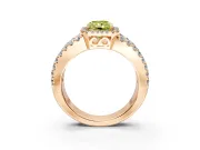 Halo Engagement Ring Setting for Fancy Yellow Radiant Cut Center with Wide-Open Pave Split Shank and Prong Head in Rose Gold
