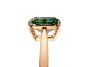 Solitaire Engagement Ring Setting for Fancy Green Emerald Cut Center with Open Cathedral Shoulders and Prong Head in Rose Gold
