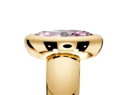 Solitaire Engagement Ring Setting for Fancy Pink Marquise Center with Wide Band and Bezel Head in Yellow Gold