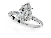 Solitaire Engagement Ring Setting for Pear-Shaped Center with Micro Pave Band and Prong Head in Sterling Silver