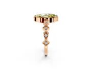 Milgrain Bezel Engagement Ring Setting for Fancy Yellow Marquise Center with Marquise Stations and Bezel Head in Rose Gold
