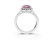 Starburst Halo Engagement Ring Setting for Fancy Pink Princess Cut Center with Flat Cathedral Band and Prong Head in White Gold