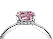 Hidden Halo Engagement Ring Setting for Fancy Pink Cushion Cut Center with Wide Flat Plain Band and Prong Head in Sterling Silver