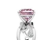 Solitaire Engagement Ring Setting for Fancy Pink Princess Cut Center with Criss-Cross Accent Band and Prong Head in Platinum