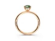 Hidden Halo Engagement Ring Setting for Fancy Green Pear-Shaped Center with Thin Rounded Band and Prong Head in Rose Gold