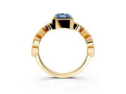 Milgrain Bezel Engagement Ring Setting for Fancy Blue Radiant Cut Center with Marquise Stations and Bezel Head in Yellow Gold