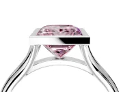 Solitaire Engagement Ring Setting for Fancy Pink Princess Cut Center with V Split Shank and Bezel Head in White Gold