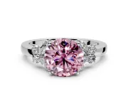 Solitaire Engagement Ring Setting for Fancy Pink Round Cut Center with Marquise Flower Shoulders and Prong Head in Platinum