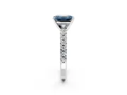 Solitaire Engagement Ring Setting for Fancy Blue Emerald Cut Center with Large Accents and Prong Head in Platinum