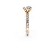 Open Basket Engagement Ring Setting for Heart-Shaped Center with Pave Band and Prong Head in Rose Gold