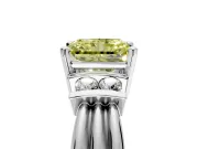 Solitaire Engagement Ring Setting for Fancy Yellow Radiant Cut Center with Grooved Bar Accent Band and Prong Head in White Gold