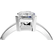 Solitaire Engagement Ring Setting for Radiant Cut Center with Plain Band and Flat Tab Prong Head in Sterling Silver