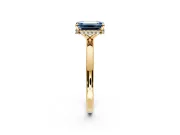Hidden Halo Engagement Ring Setting for Fancy Blue Emerald Cut Center with Plain Band and Tall Prong Head in Yellow Gold