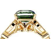 Solitaire Engagement Ring Setting for Fancy Green Asscher Cut Center with Marquise and Bezel Accents and Prong Head in Yellow Gold