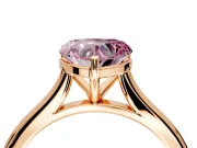 Solitaire Engagement Ring Setting for Fancy Pink Heart-Shaped Center with Narrow Cathedral Band and Prong Head in Rose Gold