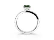 Solitaire Engagement Ring Setting for Fancy Green Emerald Cut Center with Round Cut Pave Band and Prong Head in Platinum