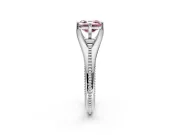Solitaire Engagement Ring Setting for Fancy Pink Asscher Cut Center with Milgrain Cathedral Band and Prong Head in Sterling Silver