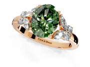 Solitaire Engagement Ring Setting for Fancy Green Oval Center with Marquise Flower Shoulders and Prong Head in Rose Gold
