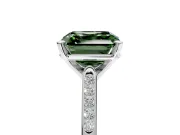 Solitaire Engagement Ring Setting for Fancy Green Asscher Cut Center with Channel Accents and Prong Head in White Gold