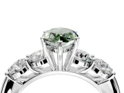 5 Stone Engagement Ring Setting for Fancy Green Marquise Center with Graduated Accents and Prong Head in Sterling Silver