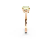 3 Stone Engagement Ring Setting for Fancy Yellow Asscher Cut Center with Low-Set Round Cut Accents and Prong Head in Rose Gold