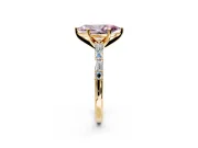 Baguette Engagement Ring Setting for Fancy Pink Marquise Center with Alternating Bar-Set Band and Prong Head in Yellow Gold