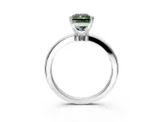 Solitaire Engagement Ring Setting for Fancy Green Radiant Cut Center with Plain Band and Tulip Prong Head in Sterling Silver