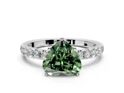 Solitaire Engagement Ring Setting for Fancy Green Heart-Shaped Center with Large Accent Band and Prong Head in Platinum