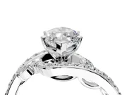 Solitaire Engagement Ring Setting for Marquise Center with Pave Bypass Twist Band and Prong Head in White Gold