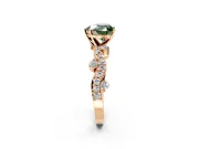 Solitaire Engagement Ring Setting for Fancy Green Heart-Shaped Center with Bar-Station Pave Twist and Prong Head in Rose Gold