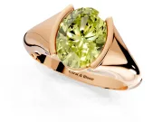 Tension Engagement Ring Setting for Fancy Yellow Oval Center with Wide Tapered Band and Tension Head in Rose Gold