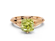Solitaire Engagement Ring Setting for Fancy Yellow Cushion Cut Center with Milgrain Cathedral Band and Prong Head in Rose Gold