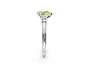 3 Stone Engagement Ring Setting for Fancy Yellow Pear-Shaped Center with Wide Plain Band and Prong Head in Platinum