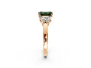 Solitaire Engagement Ring Setting for Fancy Green Emerald Cut Center with Marquise Flower Shoulders and Prong Head in Rose Gold