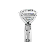 Solitaire Engagement Ring Setting for Princess Cut Center with Channel Baguette Band and Prong Head in Platinum