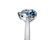 Solitaire Engagement Ring Setting for Fancy Blue Heart-Shaped Center with Narrow Cathedral Band and Prong Head in White Gold
