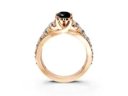 Solitaire Engagement Ring Setting for Fancy Black Pear-Shaped Center with Graduated Shared Prongs and Prong Head in Rose Gold