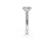 Cluster Engagement Ring Setting for Radiant Cut Center with Round Cut Accent Band and Prong Head in White Gold