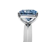 Solitaire Engagement Ring Setting for Fancy Blue Radiant Cut Center with Wide Knife Ridge Band and Prong Head in White Gold