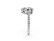 Accent Halo Engagement Ring Setting for Pear-Shaped Center with Full-Length Pave Band and Prong Head in Sterling Silver